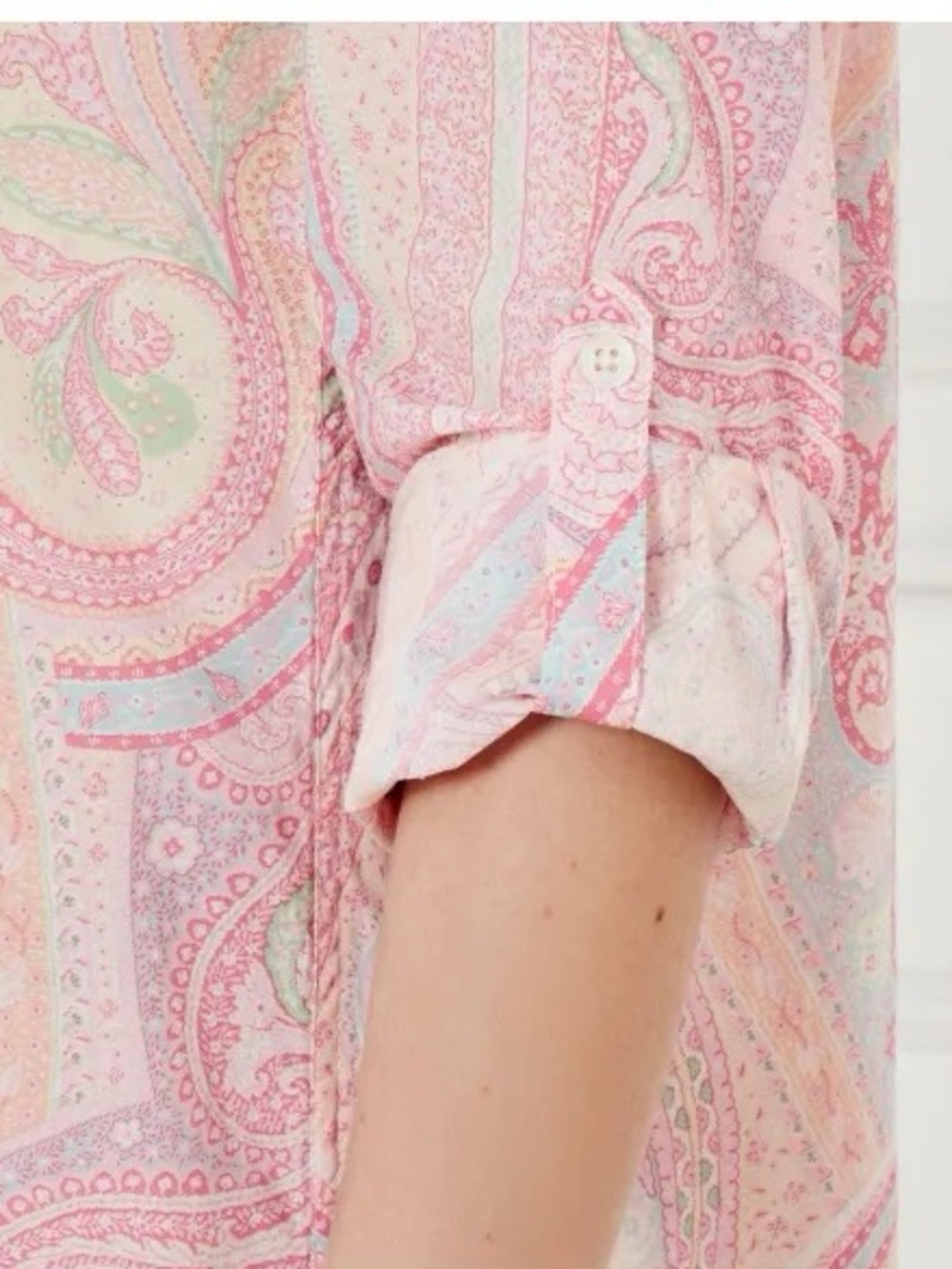 Lauren Ralph Lauren Pink Paisley Sleep Shirt Night Shirt Long Sleeve Size Medium - Picture 3 of 12